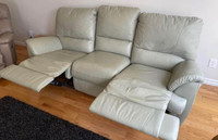 Beautiful genuine leather reclining couch - Free delivery today!
