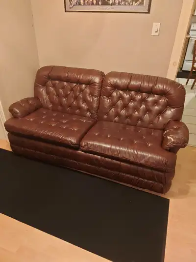 Tufted leather sofa bed, View more