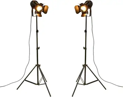 NEW Industrial Vintage Black Adjustable Tripod Floor Lamp, View more