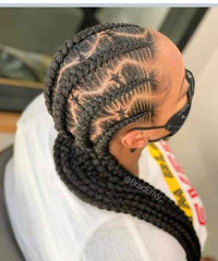 Hairdressing , wig, braids. Cornrow, sew-in, extensions