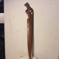 Vintage African Tribal Letter Opener Figural Handmade Wood Knife