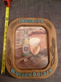 Vintage Imported Molson Golden foam cut beer bar sign - 13 x 10