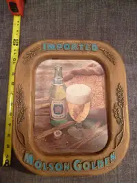 Vintage Imported Molson Golden foam cut beer bar sign - 13 x 10