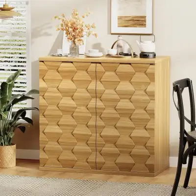 Brand New - Sideboard Storage Cabinet (Modern 3D Hexagon), View more
