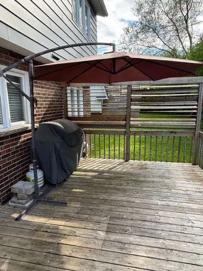 10’ umbrella with base stand, View more