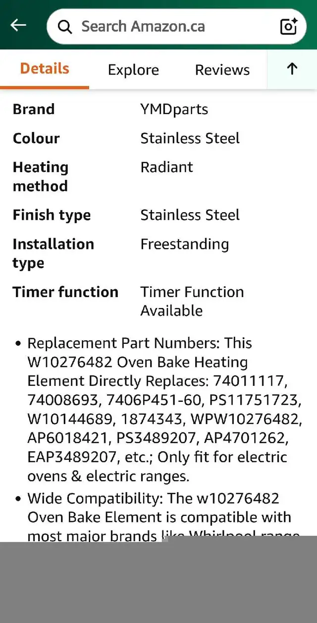 74011117 Lower Bake Element W10276482Range Bake Element Replacem in Stoves, Ovens & Ranges in Markham / York Region - Image 8
