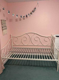 White Iron Day Bed Frame Twin size and Seally Twin Mattress