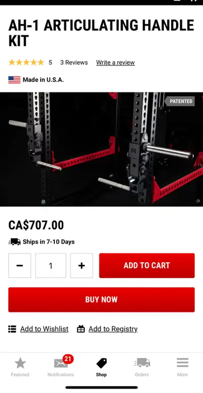 Rogue fitness AH-1 ARTICULATING HANDLE KIT, View more