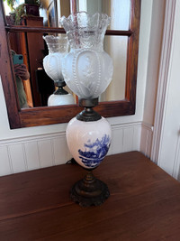 Vintage 24”h Delft Blue Table Lamp