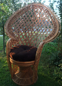 Vintage Rattan Peacock Wicker Chair H.60” x W.47”