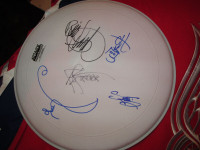 Trooper Autographed Drumhead by Entire Band - COA and Proof Pics