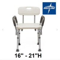 Medline Shower Chair Bath Seat with Padded Armrests and Back