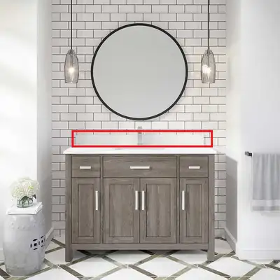 48 inches in length - marble backsplash. Selling because we do not need it. The marble is still in t...
