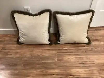 faux fur trimmed pillows, View more