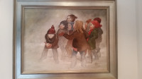 SNOWBALL FIGHT OIL PAINTING