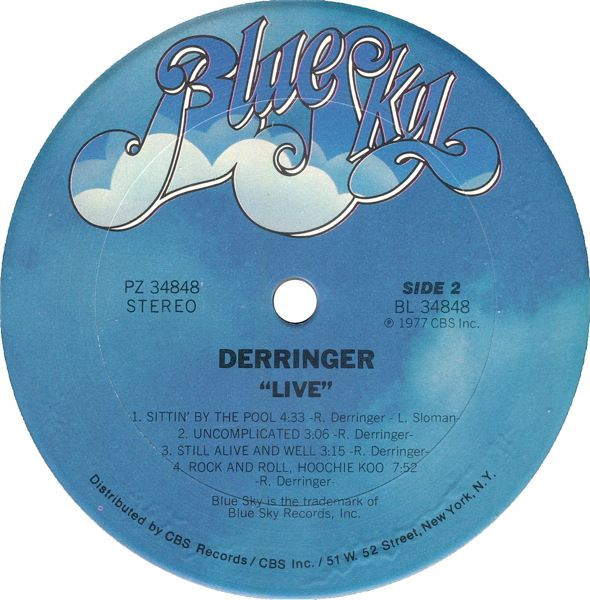 Rick "Derringer - Live" Original 1977 US Import Vinyl LP in Arts & Collectibles in Ottawa - Image 4