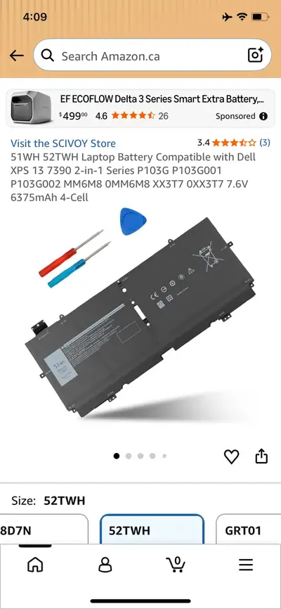  Laptop Battery for Dell XPS 13 7390, View more