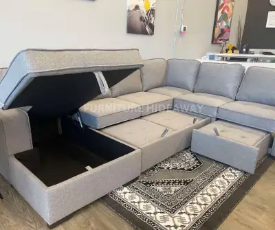Sale Price is only $2,199‼️ Left or Right Chaise with Storage Cotton Linen Fabric Dimension is 126”...