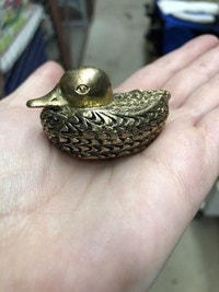 Vintage Duck Salt Cellar with Lid and Spoon