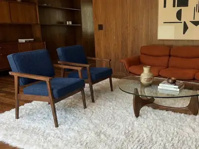 Mid-century modern (MCM) walnut armchairs, accent chairs, View more