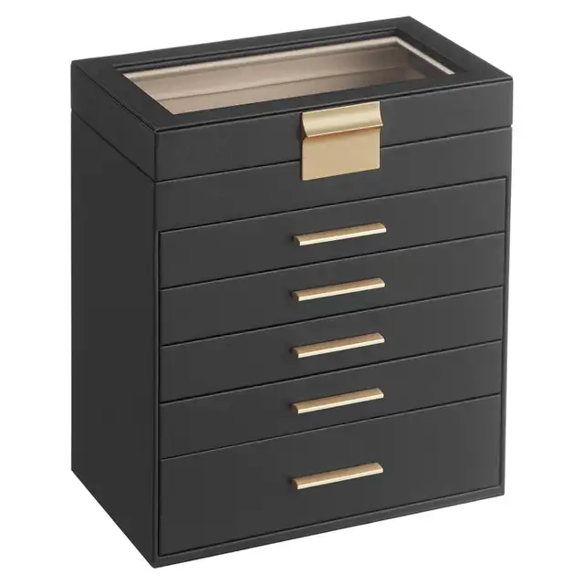 SONGMICS 6-Layer Jewelry Organizer with Glass Lid in Storage & Organization in Oshawa / Durham Region - Image 3