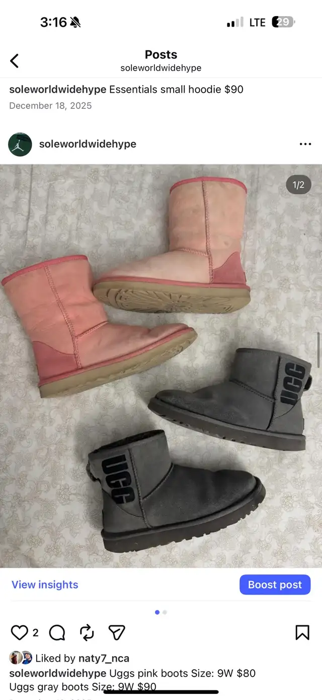 Uggs pink boots Size: 9W $80 in Women's - Shoes in City of Toronto - Image 3