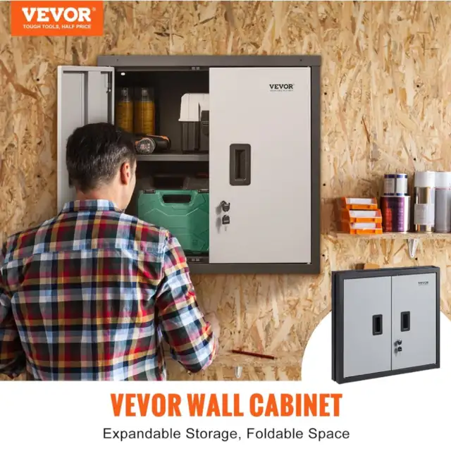 VEVOR Folding Wall Cabinet 26" Metal Garage Locker Mounted 240lb in Other in Oakville / Halton Region - Image 9