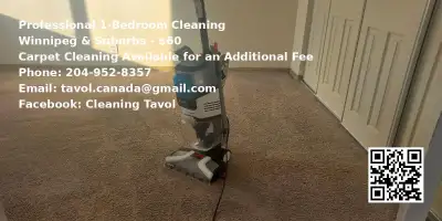 Professional 1-Bedroom Cleaning in Winnipeg & Suburbs – Only $60! ✨ Looking for high-quality and aff...