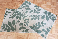 2 Natural / Green Palm Print Mats