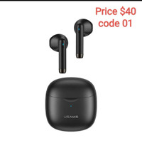   USAMS IA01 TWS Earbuds - Black (Bluetooth 5.0) 
