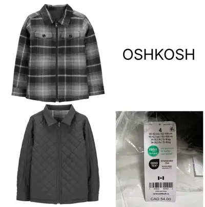 OSHKOSH - 4 - NWT - BOYS REVERSIBLE PLAID FLANNEL JACKET / COAT, View more
