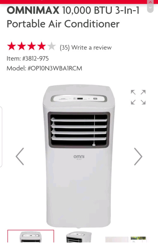 OMNIMAX 10,000 BTU 3In1 Portable Air Conditioner Heaters