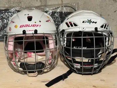 Bauer Lil' Sport Youth Hockey Helmet with Cage – White/Pink, View more