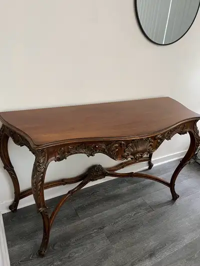 Ornate Vintage Rococo Console Table – Hand-Carved Wood, View more