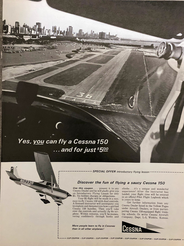 1965 Cessna Coupon To Fly Original Ad#2 in Arts & Collectibles in North Bay