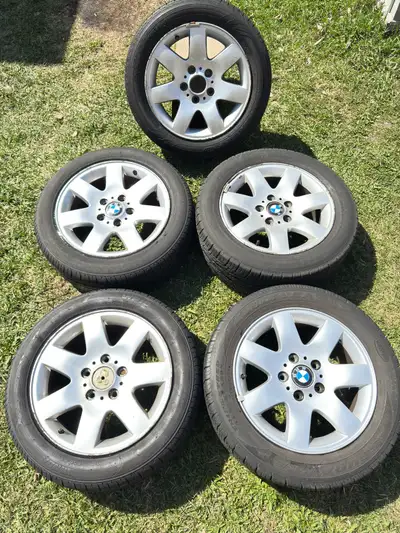 Set of 5 - 5x120 BMW Rims 16” & All Season Tires 205/55/16 BMW OEM Alloy Wheels & Tires – Set of 5 C...