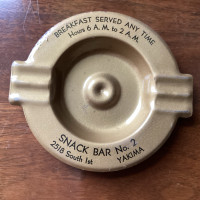 Rare Vintage Yakima Washington Snack Bar Ashtray