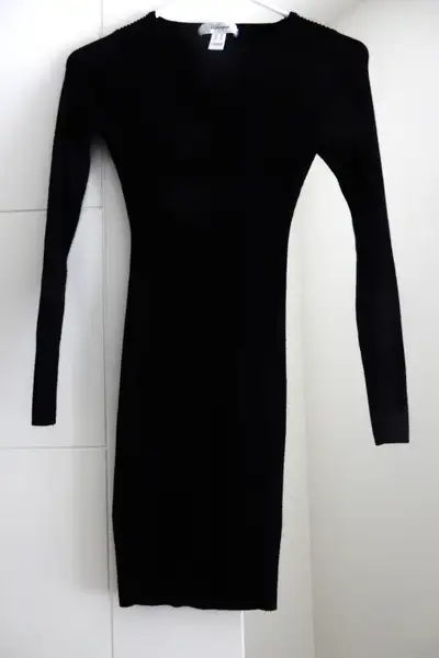 CREW NECK RIBBED KNIT DRESS, View more