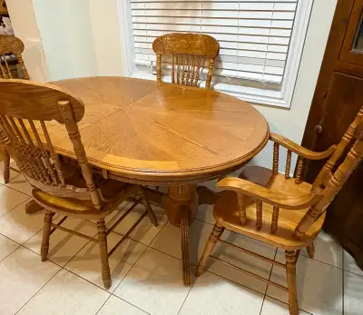 Double Pedestal Table, Leaf & 6 Chairs, View more