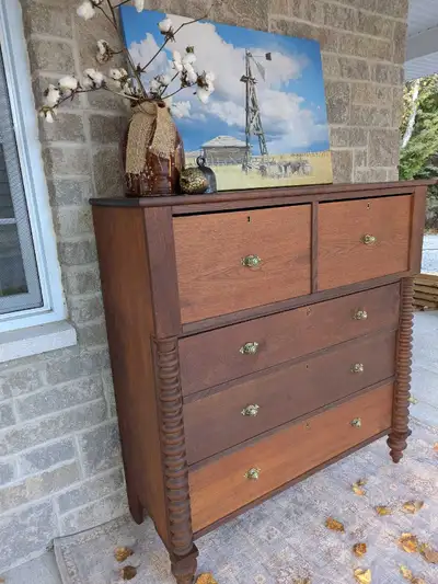Antique Rustic Walnut Chest of Drawers., View more