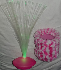 Pink Color Changing String Light & Fur Cup Holder