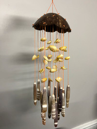 Coconut, seashell and stone wind chime for sale 