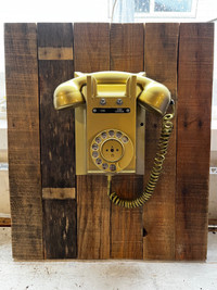 Vintage Rotary Phone mounted on Barnwood