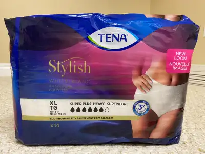 Tena women's incontinence underwear Size XL Open package with 12 remaining (14 originally, bought th...