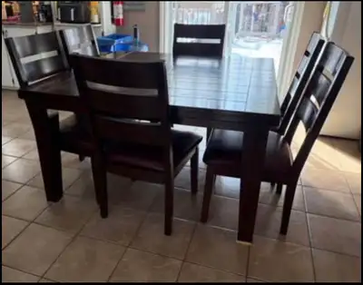Sturdy wooden tablet with 6 chairs, View more