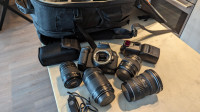 BUNDLE - Canon EOS 7D + 4 Lenses + LowePro Bag- Like new