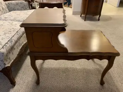Same matching pattern of wood 1 - coffee table - long 1- end table 2 tier 1- oval end table - needs...