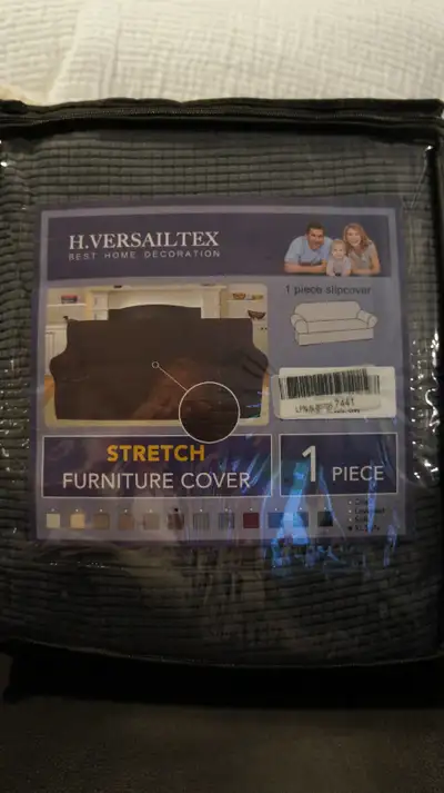 H Versailtex Sofa Cover. 1 Piece Grey XL Sofa Cover. Stretch Protector Sofa Slipcover. 1 Piece Featu...