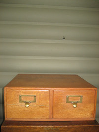 Antique 1/4 Cut Oak Card File Cabinet