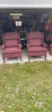 Two wing back chairs $75, View more